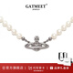 GATMEET珍珠項鏈回形針土星明星同款輕奢設計鎖骨鏈送女朋友老婆生日禮物 銀色土星珍珠項鏈