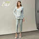 AD春秋款時(shí)尚薄荷綠主持人西服套裝女正裝干練氣質(zhì)長(cháng)袖西裝職業(yè)裝 淺綠色西裝套褲 S