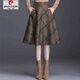 皮爾卡丹（pierre cardin）時(shí)尚格紋毛呢半身裙秋冬中長(cháng)款女新款高腰大擺松緊A字裙顯瘦裙子 格紋圖片色 松緊腰 3XL 130/140斤