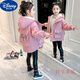 迪士尼女童冬季加絨加厚2024新款派克服中小童女孩時(shí)髦棉衣棉服休閑棉襖 粉紅色 140cm_建議身高130cm