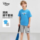 迪士尼（DISNEY）童裝兒童男童速干中褲套裝運(yùn)動干爽T恤兩件套24夏DB421UE06藍(lán)130