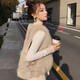 鉑朗尼奧真貂皮皮草馬甲女海寧冬韓版仿皮草馬甲女士皮草外套短款坎肩狐貍 杏色 M 建議100-110斤