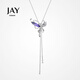 Jay 新款蝴蝶毛衣鏈女秋冬長(zhǎng)款鎖骨鏈掛件送長(zhǎng)輩媽媽生日禮物 紫鋯石電鍍白金