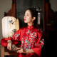 一城風(fēng)絮同心意【機繡版】丨民國風(fēng)復(fù)古嫁衣中式繡花新娘禮服女 紅色機繡上衣 S