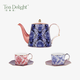 Tea Delight巴洛克 骨瓷奢華老錢(qián)風(fēng)西式咖啡具茶具禮盒套裝新年喬遷結婚送禮 一壺2杯碟茶具禮盒套裝（藍+紅）2人飲7件