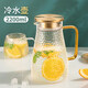 富光冷水壺家用玻璃耐熱高溫大容量水瓶涼白開(kāi)水杯茶壺套裝涼水壺 2200ml金色錘紋壺