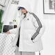 ADIDAS TECHFIT阿迪達斯三葉草加厚男士棉衣三條杠羽絨棉服連帽外套棉襖情侶款 白色 L 建議110-130斤