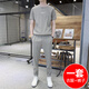 VACK 夏季短袖T恤套裝男衣服夏裝男裝冰絲運動(dòng)套裝夏天男士休閑套裝 卡其 XL (推薦體重125-135斤)