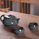 靈青坊青瓷泡茶壺手工茶壺單壺大號陶瓷高檔單人功夫茶具家用大容量套裝 鐵胎藏青一壺兩杯
