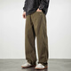沐秋黑色牛仔褲男寬松直筒設計感小眾垂感闊腿褲子潮牌美式休閑彎刀褲 綠色 30