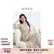 JESSIE【流光花語】2025年春夏新款雅致真絲連衣裙田園風(fēng)長袖碎花 花色 M