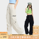 KAMA卡瑪多袋工裝褲2025新款夏季女機(jī)能傘兵褲辣妹風(fēng)寬松運動百搭 白色 S