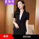 紫魅俏黑色短袖西裝外套女夏季薄款氣質(zhì)工作服職業(yè)西服套裝酒店餐飲正裝 黑色（單件西裝） L