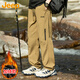 吉普（JEEP）休閑褲男秋冬季直筒褲子男士寬松潮流工裝褲男褲 棕色加絨 3XL