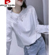 皮爾卡丹（pierre cardin）白色長(cháng)袖t恤女秋裝2025新款歐貨小衫上衣寬松純棉內搭打底衫 白色 L