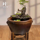 流水趣陶瓷創(chuàng)意流水器造水景配件假山石槽魚缸循環(huán)擺件過濾裝飾 皓月千里(小號缸40cm套組）