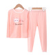 KIDS MAM&DAD女童秋衣秋褲純棉睡衣寶寶全棉毛衫小女孩線(xiàn)衣中大童兒童內衣套裝 粉色 140