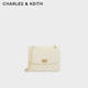 CHARLES&KEITH大容量粗花呢菱格馬蹄扣鏈條單肩包包女包生日禮物CK2-70782173 Cream奶白色 M