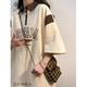 戀的短袖T恤女夏季寬松學(xué)生高中初中女生衣服夏天上衣2024新款POLO衫 韓版翻領(lǐng)杏色 均碼（可備注碼數(shù)）