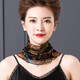 萊婭斯圍脖女夏季桑蠶絲套頭2024年新款假領(lǐng)子真絲圍巾小絲巾春脖套 黑黃宮廷