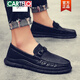 卡帝樂(lè )鱷魚(yú)（CARTELO）豆豆鞋男2026新款春夏秋季男鞋精神小伙懶人一腳蹬英倫休閑小皮鞋 639黑色 39