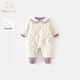 班喜迪嬰兒衣服秋冬裝嬰幼兒女寶寶連體衣公主夾棉棉服冬季超萌外出爬服 米色 90cm