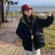 卡吉蘭娜（Kajilanna）羽絨棉服女情侶款2025冬季新款男女同款連帽棉襖加厚棉衣工裝外套 黑色 L （建議115-135斤）