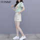 FEISIMI輕奢品牌夏裝2025年夏天新款連衣裙女夏季女裝衣服女神范套裝裙子 綠色 L