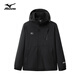 美津濃（MIZUNO）戶(hù)外休閑夾克男士防風(fēng)防水情侶連帽梭織外套 黑色 XL