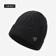 恩若凡帽子男大頭圍65-70加大羊毛混紡毛線帽冬季針織帽加絨加厚保暖防 GESG-麻花形毛線帽銅標:黑色 XL特大碼(60-65cm)