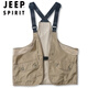 JEEP SPIRIT2024新款春秋季日系復古情侶外套潮寬松工裝馬甲漁夫背心男 卡其色 2XL