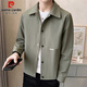 皮爾卡丹（pierre cardin）外套男春秋季潮流翻領(lǐng)休閑工裝夾克男士外穿衣服男裝 淺綠色 2XL 