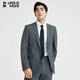 利郎 LESS IS MORE【TR豎條紋】西服套裝男雙線(xiàn)粗條仿羊毛商務(wù)西裝二件套灰間色170
