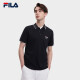 FILA 斐乐官方男子短袖POLO衫春夏简约休闲通勤针织上衣 正黑色-BK 170/92A/M