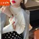 紅蜻蜓打底衫女冬季新款加絨毛衣女半高領(lǐng)加厚保暖內(nèi)搭針織衫女上衣 杏色長(zhǎng)袖 均碼 （適合80-130斤）