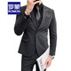 羅蒙（ROMON）輕熟風(fēng)休閑大碼西服套裝男韓版修身兩?？廴淄ㄇ谏虅?wù)小西裝潮 深灰色【西裝+西褲】 XL (建議125-135斤內(nèi))