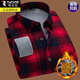 啄木鳥(niǎo)長(cháng)袖格子襯衫男秋冬季加絨加厚保暖男士襯衣休閑大碼爸爸衣服男裝 9916 5XL