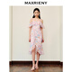 MAXRIENY【浪漫當夏】日落橙花連衣裙浪漫郁金香連衣裙碎花裙 粉花 L 03