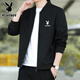 花花公子（PLAYBOY）秋冬新款休閑夾克商務(wù)休閑簡(jiǎn)約純色時(shí)尚百搭翻領(lǐng)加絨加厚青年外套 HH8742黑色 XL（建議120-135斤）