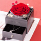 包貝勒永生花生日禮物玫瑰項鏈禮盒三八婦女神節送友老婆媽首飾實(shí)用同城 方形收納禮盒-紅玫瑰+項鏈