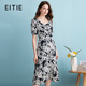 愛(ài)特愛(ài)小眾復古大牌女裝植物印花通勤顯瘦連衣裙夏季新款女裙B2407338 極簡(jiǎn)黑20 L 165