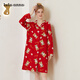 tutuanna 家居服睡衣 女 紅色系列起毛布人物滿(mǎn)印睡裙 251903-13 均碼