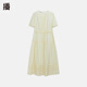 播醋酸連衣裙女2024夏新款收腰顯瘦法式氣質(zhì)褶皺長裙DDR2LD5791 O00晚紗 M
