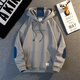倉石一樹(shù)美式高街連帽加絨加厚衛衣男秋冬新款潮流寬松休閑外套 灰色 XL