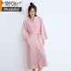 莫代爾情侶睡袍秋冬寬松華夫格男女浴衣睡衣美容院酒店浴袍可外穿 華夫格粉色女【長(cháng)】 L 120-150斤