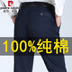 皮爾卡丹（pierre cardin）100%純棉休閑褲男春夏季新款寬松直筒中年爸爸免燙商務(wù)西裝褲子男 藏青色【純棉夏薄款】 33 (2尺6腰圍)