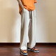 璽物褲子男夏季冰絲速干薄款休閑褲寬松學(xué)生運(yùn)動長褲直筒前衛(wèi)闊腿男褲 卡其色 L-建議100-110斤左右