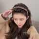 清晨的星星高顱頂彩色毛線(xiàn)帶齒波浪發(fā)箍女款毛茸茸頭箍洗臉壓發(fā)卡發(fā)飾品秋冬 咖紫色