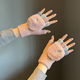鉑朗尼奧羊絨手套女半指女冬季五指翻蓋加絨漏指頭可觸屏保暖針織 翻蓋彩虹手套-粉色 品質(zhì)加絨 均碼
