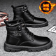 昌祥回力馬丁靴男2025冬季男鞋韓版潮流加絨靴子百搭高幫休閑皮鞋雪地男靴 黑色 42